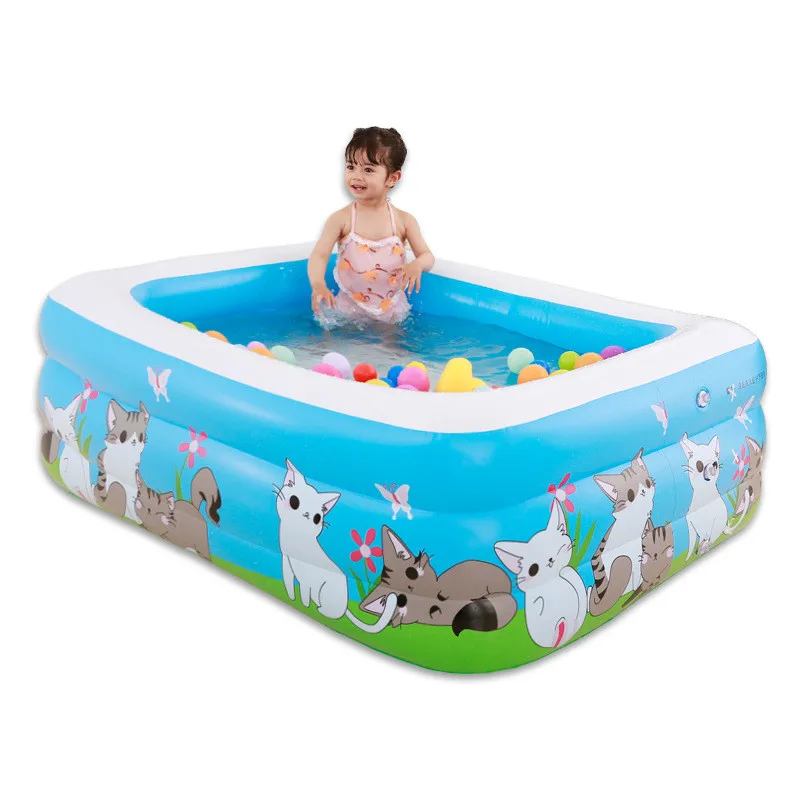 

150x110x50cm Kids Inflatable Pool Children's Home Use Paddling Pool Inflatable Square Swimming Pool