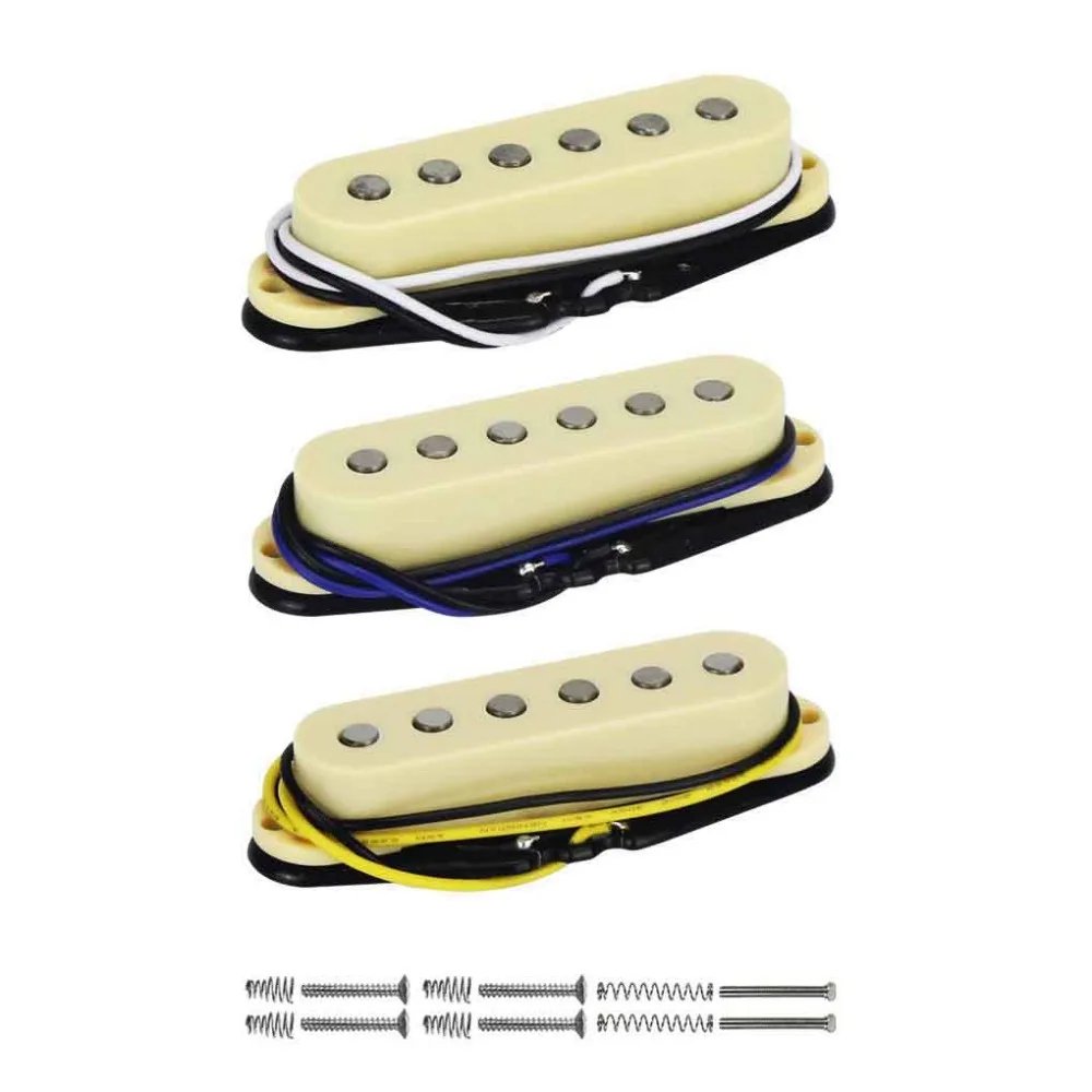 

FLEOR 3PCS/Set Alnico 5 Single Coil Pickup Electric Guitar Pickup Neck/Middle/Bridge 50/50/52mm for FD Strat Guitar Accessories