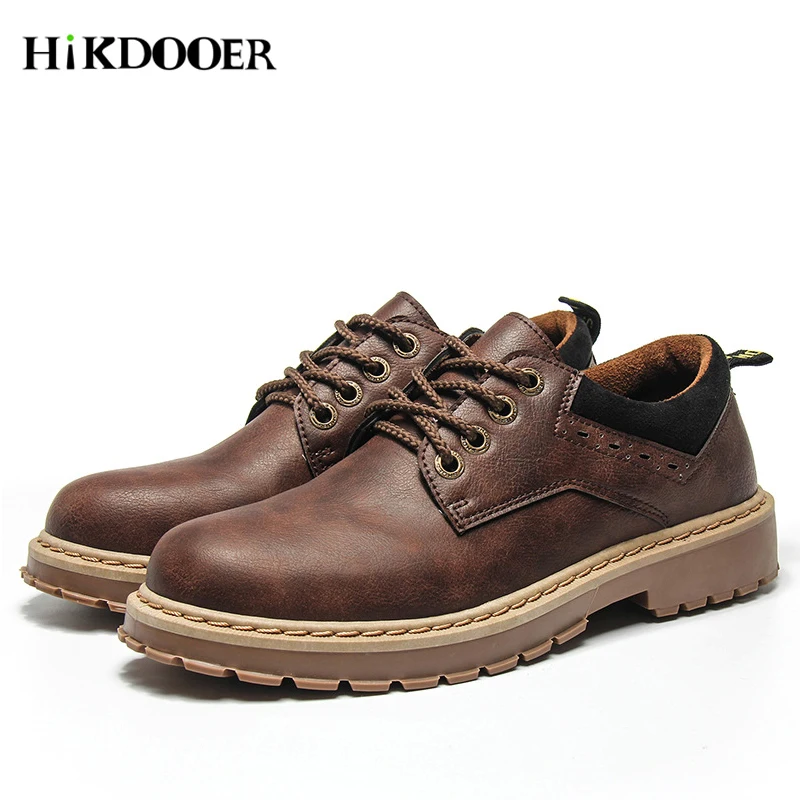 

Men Martin Boots 2018 Top Quality Genuine Leather Man Casual Shoes Lace Up Comfortable Male Flat Work Outdoor Leather Shoes