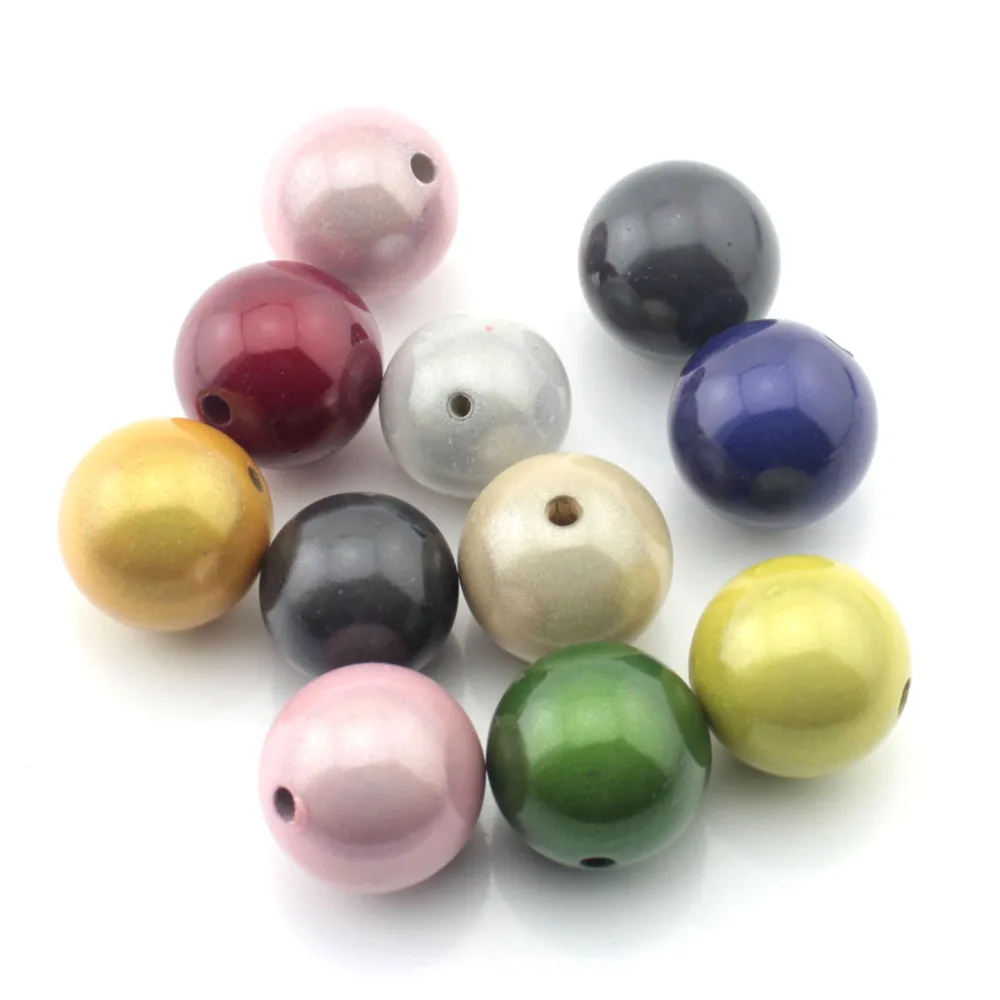 

50pcs 14 20mm Miracle Beads Reflective Bead Acrylic Round Spacer Beads Pearl DIY for Jewelry Making Mix Color
