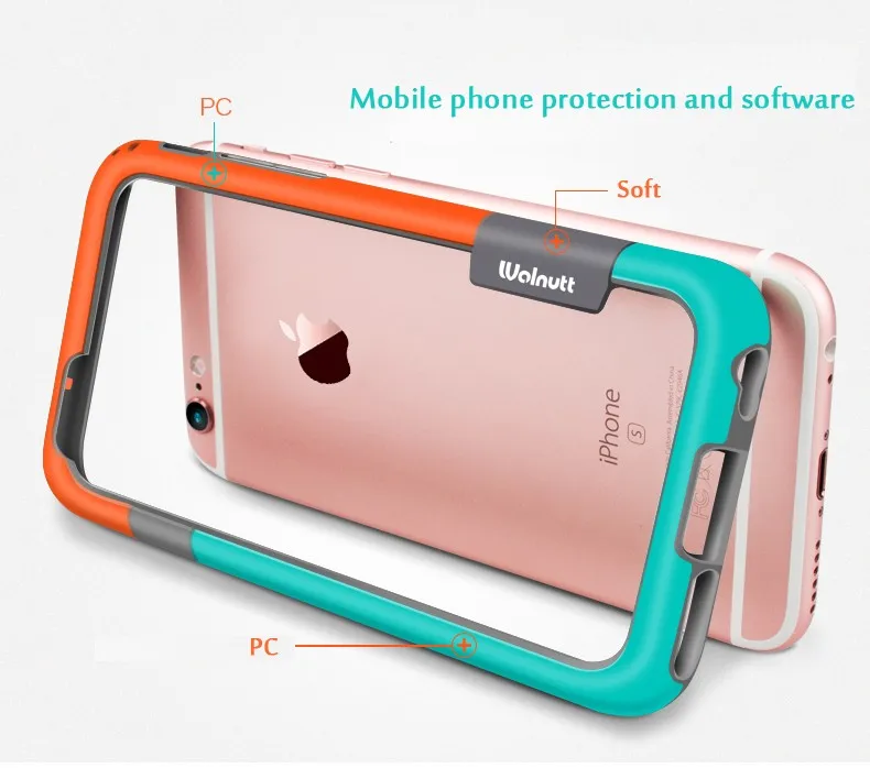 Esamday для iPhone 6S, 4,7 дюймов, 6 цветов, Walnutt, Мягкий Гибридный бампер; TPU чехол-рамка, боковая защита для iPhone 6