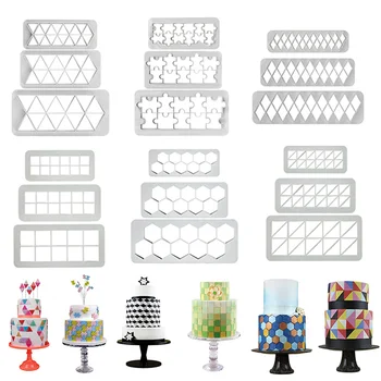 

3pcs Square Geometric Cutters Fondant Cookie Cutter Geometry Cake Mold Fondant Mold Cake Decorating Tools Baking 6 Designs