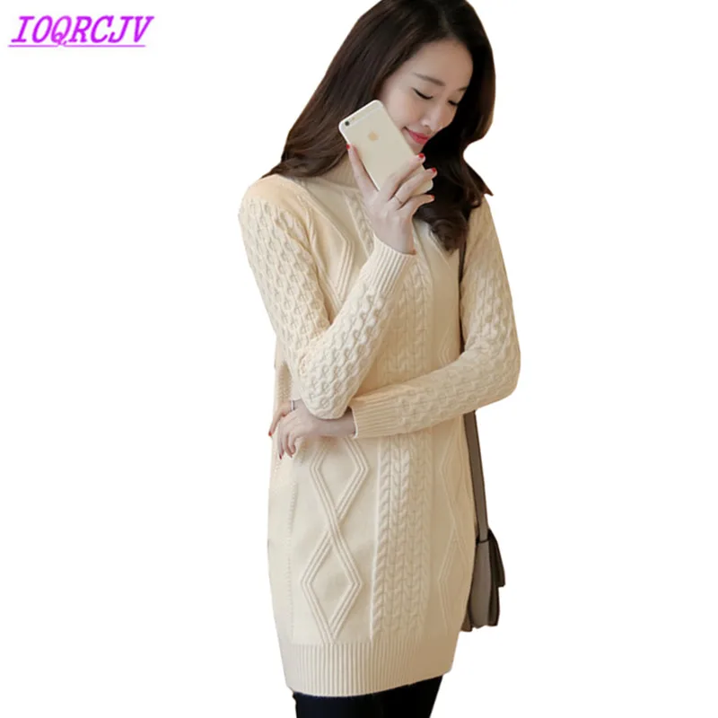 2018 Turtleneck Knit Sweater Women Autumn and Winter Bottom Pullovers Loose Thicken Warm Long IOQRCJV Q065 | Женская одежда