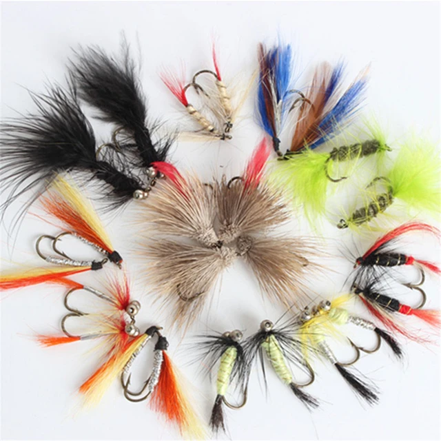 12pcs/lot WEIHE Fly Fishing Lure Set Artificial Insect Bait Trout Fly  Fishing Hooks Tackle with