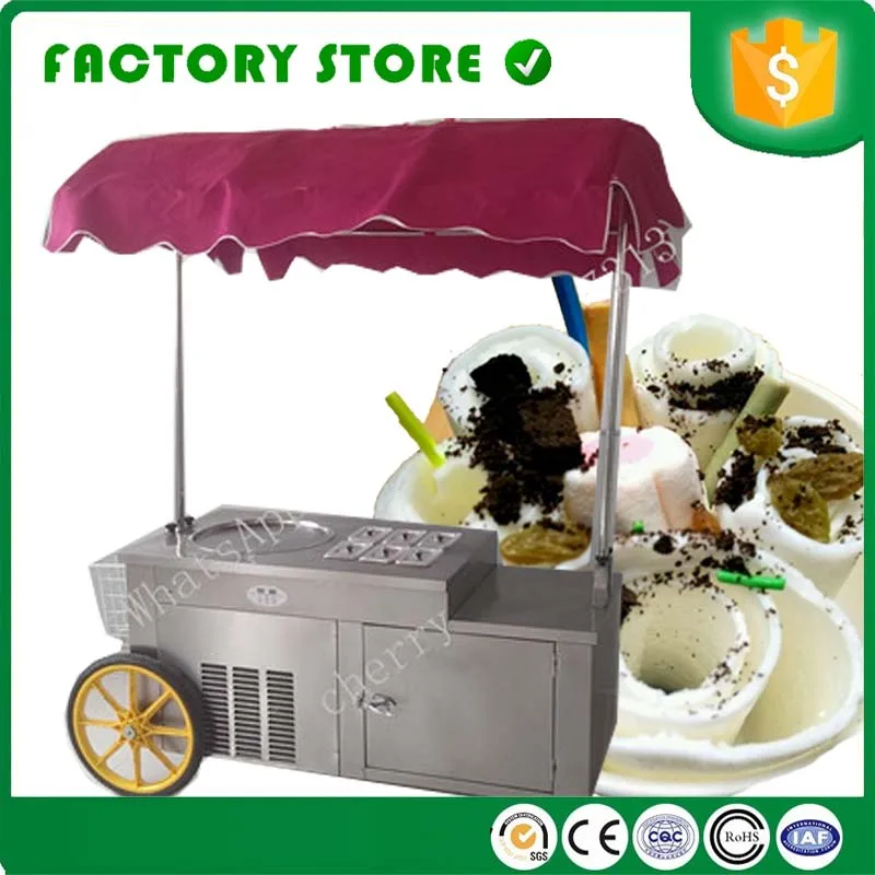 

Big discount High quality cart thai fired fry ice cream cold plate making machine commercial for sale with six storage boxs
