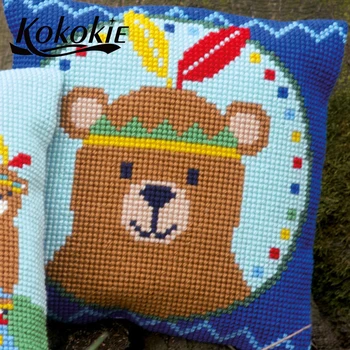 

DIY cross stitch pillowcase embroider needlework kits cushion cover kits knitting needles kit for embroidery yarn pillowcase