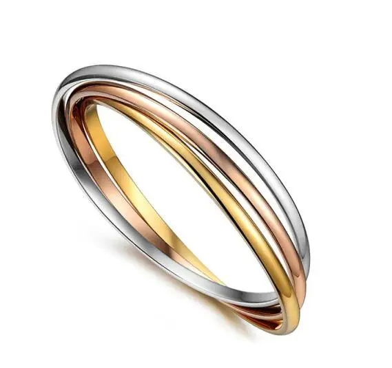 

Lovely gift free shipping stainless steel summer party charm women fashion Jewelry whiteyellow rose hot popular 3 circles bangle