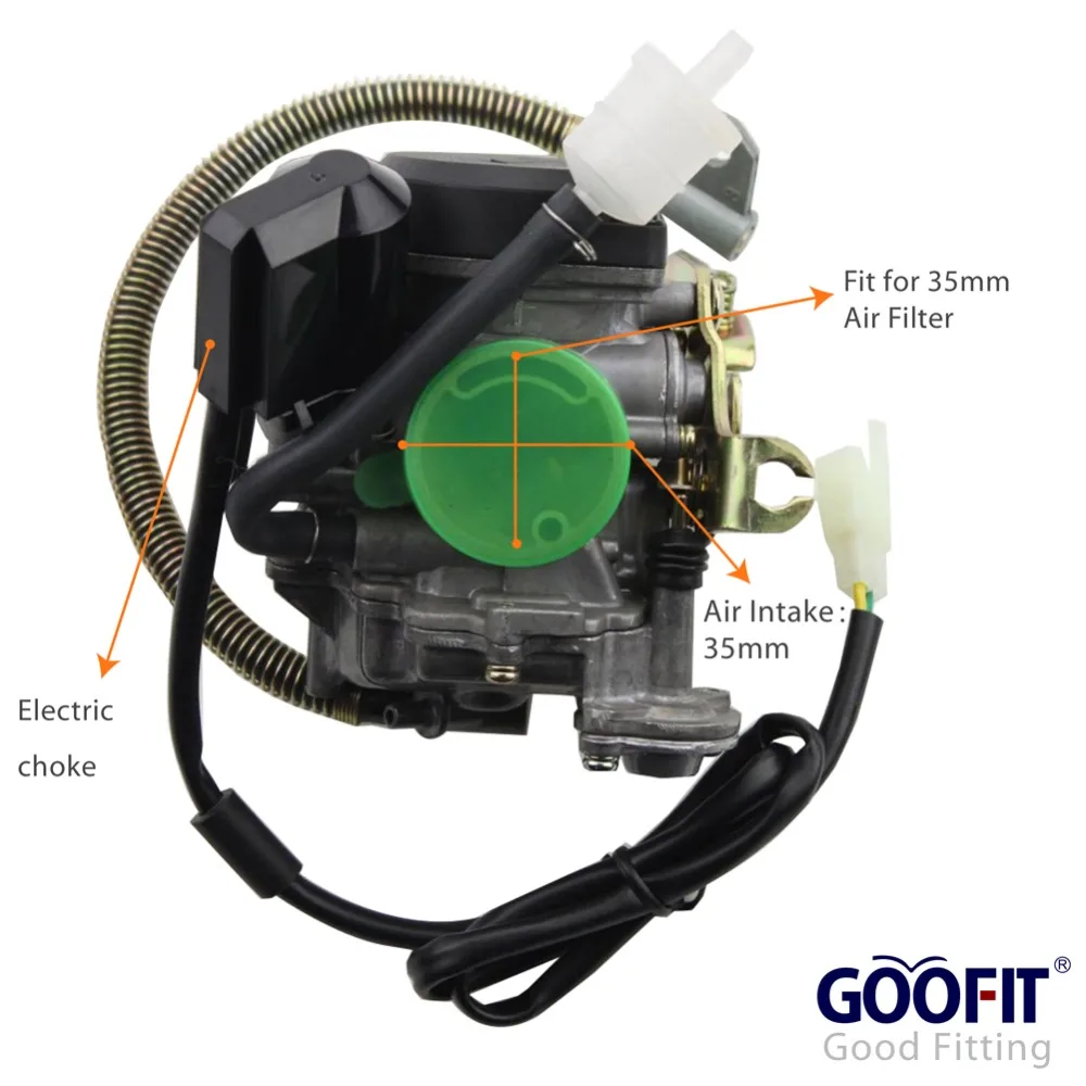 GOOFIT PD18J карбюратор 18 мм carb с ускорением насос для GY6 50cc Мопед ATV Go Kart N090-016