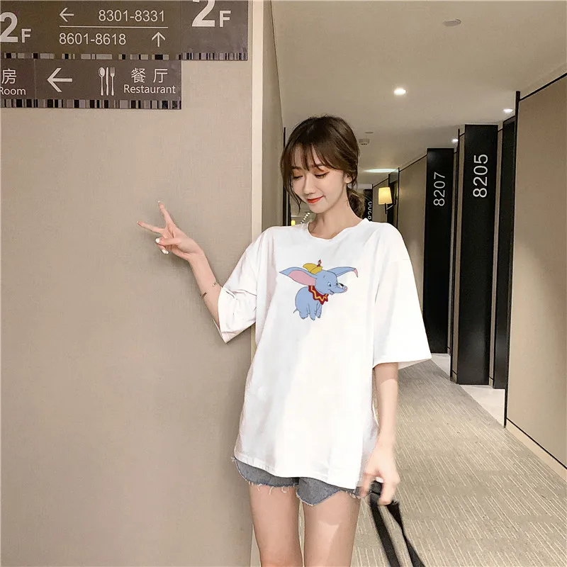 Новинка лета 2020 Корейская версия дикой мультяшной принт тонкая футболка с