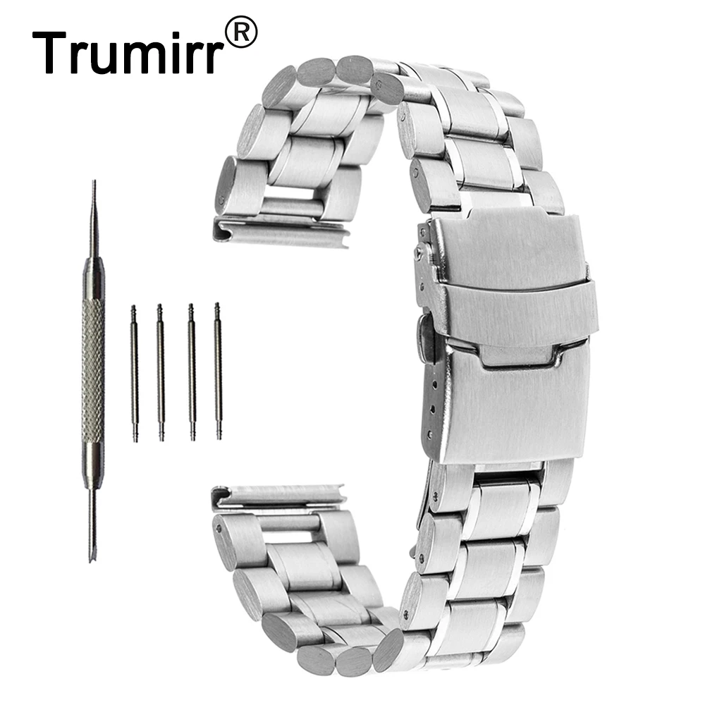 Najtaniej 16mm 18mm 20mm 22mm 24mm Stainless Steel Watch Band Bezpieczeństwa Klamra Watchband dla Fossil Na Rękę pas Bransoletka Czarne Złoto Srebro
