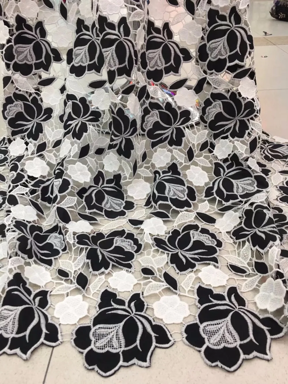 

5 yards guipure lace African chiff lace fabric big heavy shine beautiful and high quality