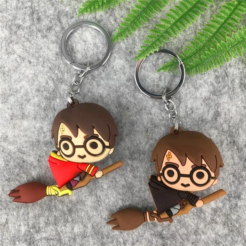 Harri Potter Ron Weasley Hermione Granger Draco Malfoy Cartoon Characters PVC Pendant Keychain Keyring Ornament Cosplay Gift