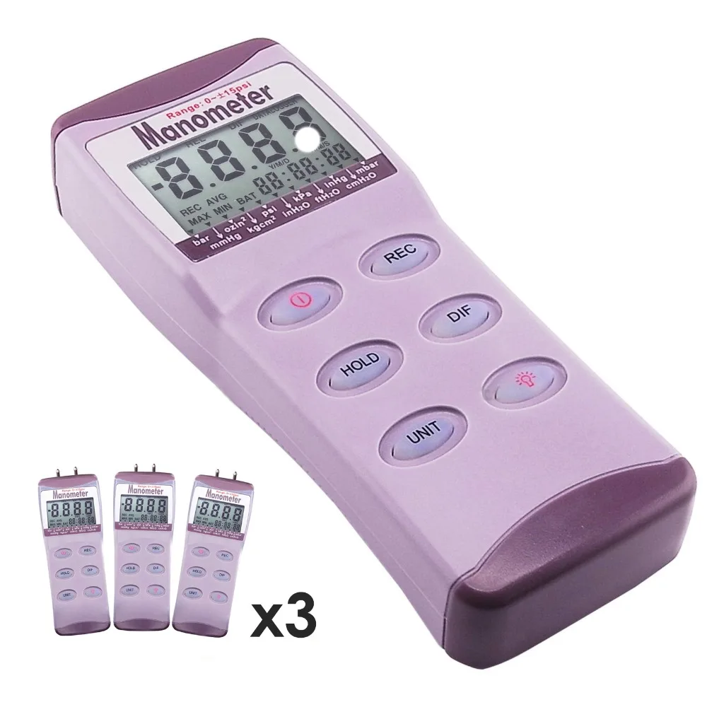 

Professional Digital Differential Air Pressure Manometer Gauge Lot of 3 with Sensor by Honeywell USA.