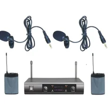 Профессиональный радиосистема UHF двухканальная Беспроводной петличный микрофон Lavalier конденсаторный микрофон