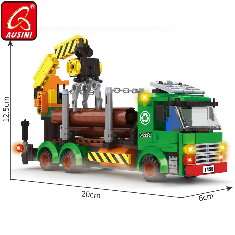 Caminhões de Registro Blocos de Construção Brinquedos para Crianças Ausini Carro Construção Cidade Trabalhador Figura Tijolos Guindaste Modelo Criador Crianças Jogo