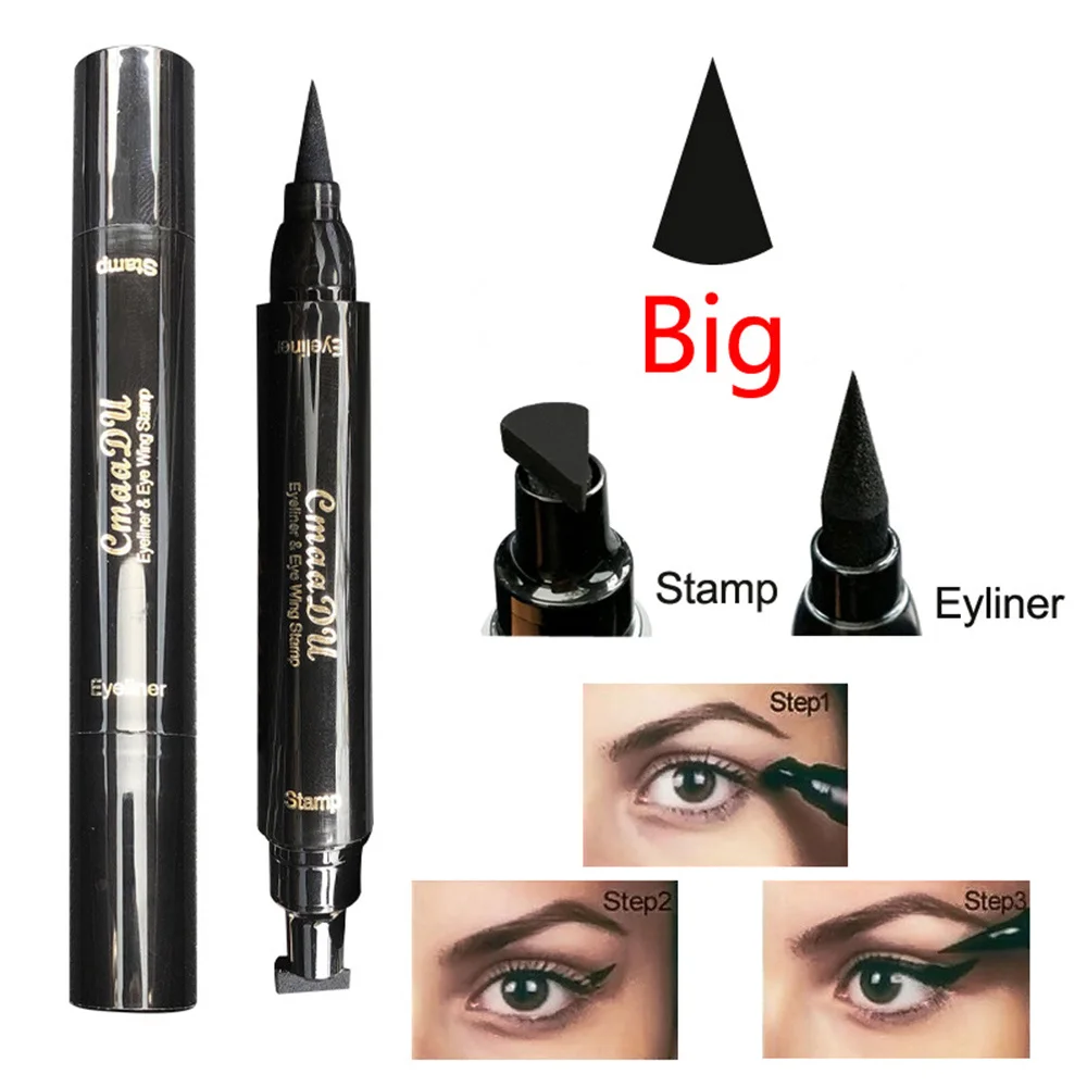 Cmaa Du Eyes Liner Liquid Make Up Pencil Водонепроницаемый черный двухсторонний штамп карандаш для подводки глаз косметический инструмент для макияжа - Цвет: Big