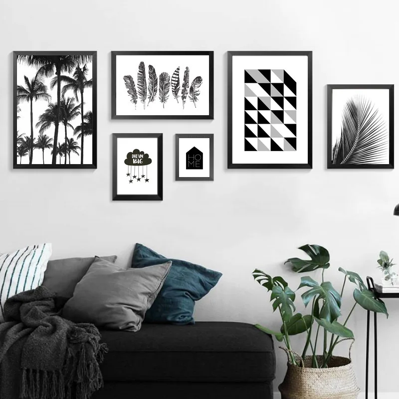 Скандинавский минималистичный черный белый пейзаж холст живопись принты