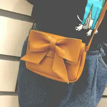 Новая простая сумка из искусственной кожи для девочек, однотонные сумки с бантом на плечо, мини сумки через плечо, детские сумки на плечо, модные