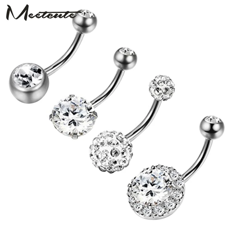 Meetcute 4PCS/Set Summer Style Stainless Steel Body Piercing Navel