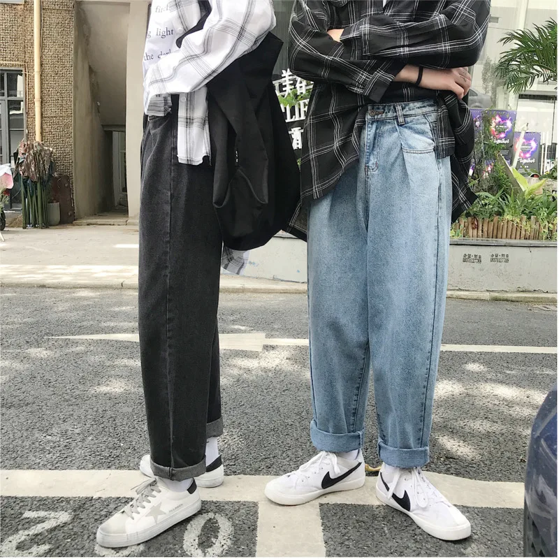 Jeans Men 2018 Autumn New Denim Trousers Man Solid Color Fashion Casual Large Size Loose Straight Wide Leg Cowboy Pants Male