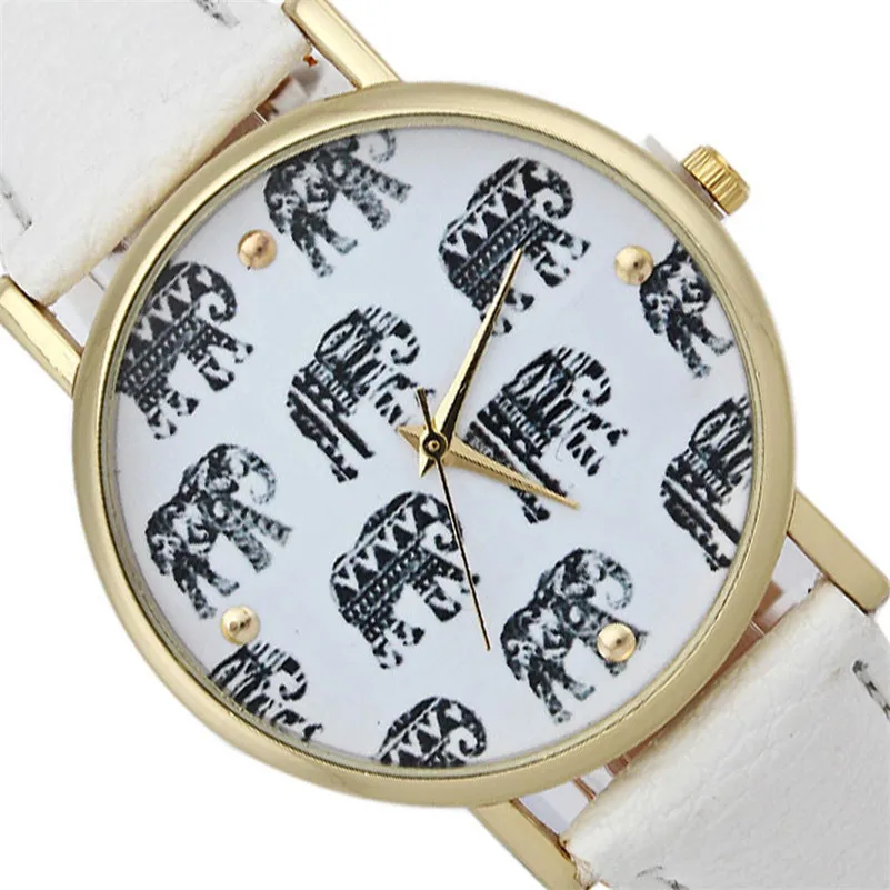 NEW Women's Watches Casual Elephant Pattern watch band leather alloy Analog Quartz Dial Wrist Watch clock relogio feminino M21 (12)