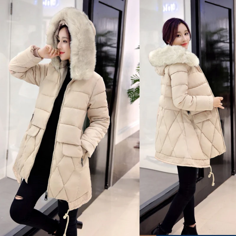 2016 New Winter Jacket Women Hooded Slim Coat Female Fashion Warm Outwear Cotton Padded Long Wadded