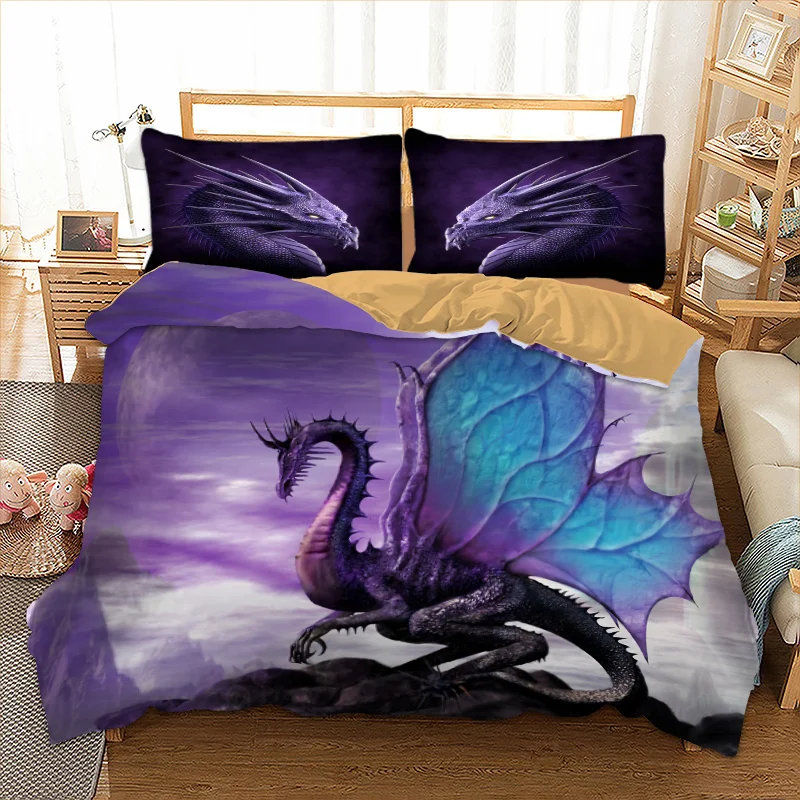 

Wongs Bedding 3D Purple flying dinosaur Bedding set polyester Duvet Cover Bed Set Single Twin queen king size drop shipping