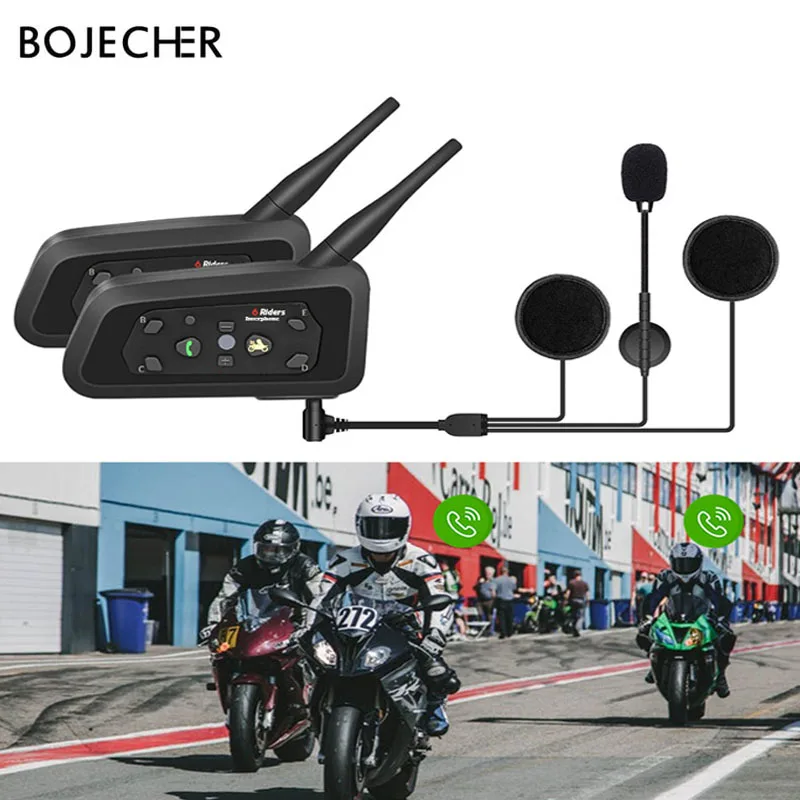 BOJECHERE 1 шт. V6 мульти BT переговорный шлем мотоцикл Bluetooth гарнитуры наушник для внутренней связи динамик для 6 всадников MP3 gps