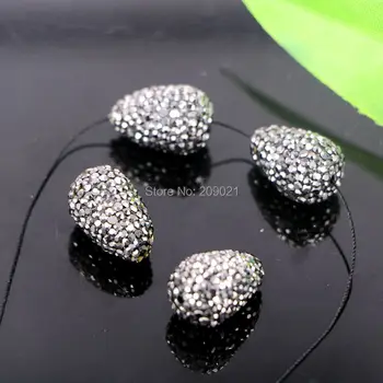 

Finding ~ 20pcs Pave Black Rhinestone water-drop Spacer Loose Beads