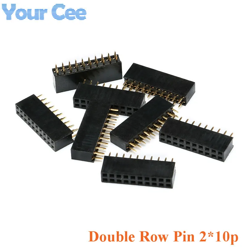 

20 pcs New Female Double Row Pin Socket Connector Pitch 2.54mm 2*10p 2*10pin Straight Needle Header Strip