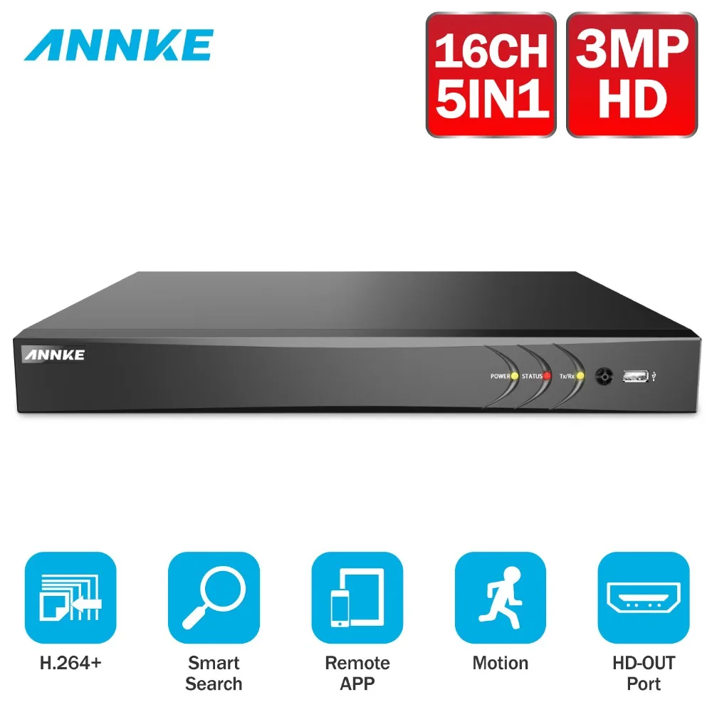 

ANNKE 16CH 3MP 5in1 HD TVI CVI AHD IP Security DVR Recorder H.265 Digital Video Recorder Motion Detection=HIK DS-7216HQHI-F1/N