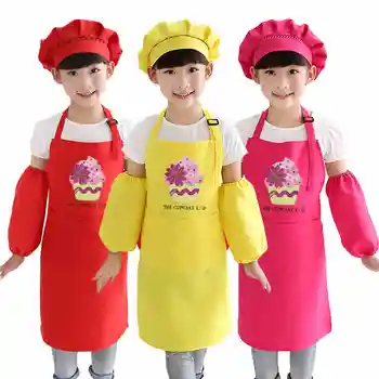 

Cartoon Cute Children Apron Kid Play House Kitchen Boys and Girls Baby Cooking Pinafore Art Painting Clothes