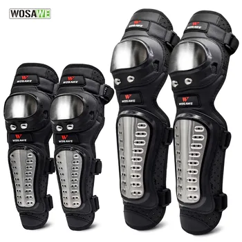 

WOSAWE 4Pcs/Set Elbow Knee Pads Stainless Steel Motorcycle Motocross Protective Gear Protector Knee pad Guards Sports Armor Kit