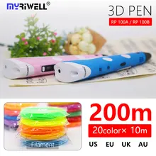 myriwell 3d pen with LED screen 1.75mm abs filament pla plastic 3d printed pen 3 d pen Smart Child birthday gift Toys 3D handle