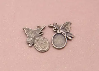 

50pcs 10 x 14mm Antique Bronze Cabochon Pendant Base, Oval pendant setting, Butterfly (3010336)