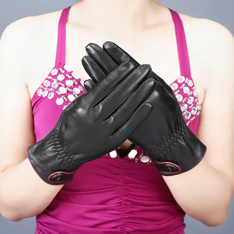 KUYOMENS новые женские модные зимние перчатки для женщин, более теплые шерстяные перчатки, женская перчатка под плащ, женские перчатки из натуральной кожи