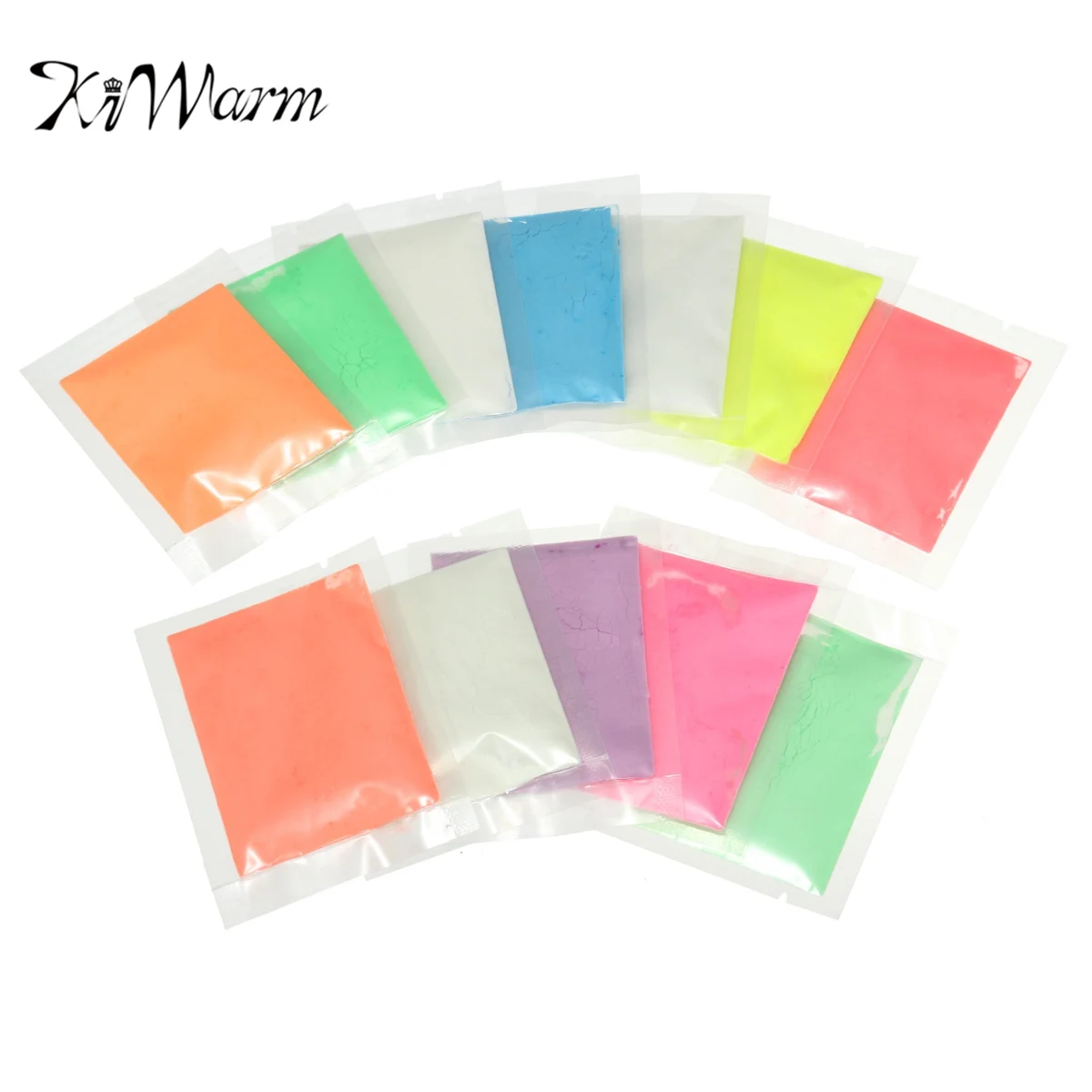 

KiWarm 12x Color/Set Fluorescent Bright Glow in the Dark Powder Paint Luminous Pigment DIY Craft Supplies Gifts for Children