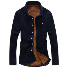 Мужская Вельветовая рубашка с флисовой подкладкой, сохраняющая тепло, осенне-зимние рубашки, Мужская одежда, сплошной цвет 55