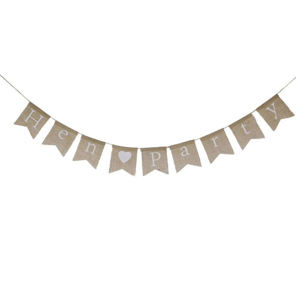 8.2 Feet(2.5 Meters) Hen Party Hessian Bunting Banner Vintage Fabric Pennant Rustic Wedding Decoration Colorful | Дом и сад