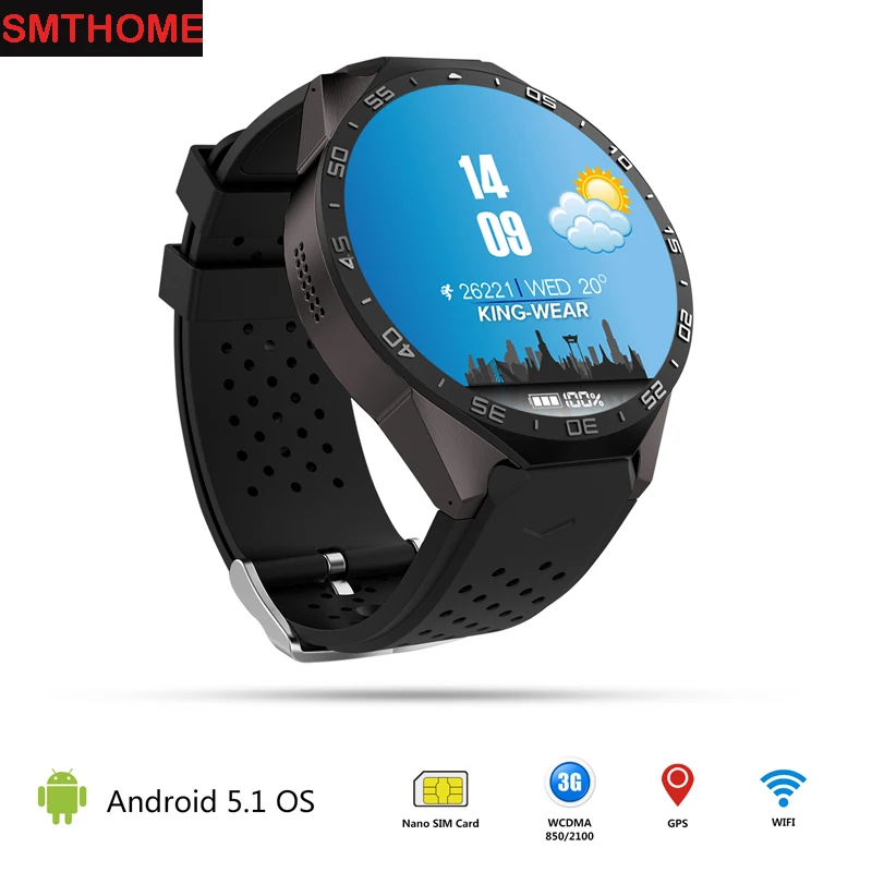 Новый Android 5.1 3G Смарт-часы MTK6580 4 ядра 1.3 ГГц телефон часы с 2.0 Мп Wi-Fi GPS шагомер