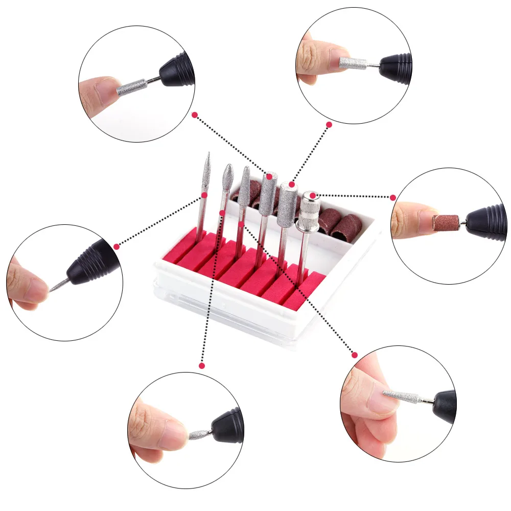 Электрическая дрель для ногтей машинка для маникюра педикюрная Ручка инструмент для ногтей 12 шт. кварцевый аппарат для маникюра шлифовальные ленты для ногтей EU Plug