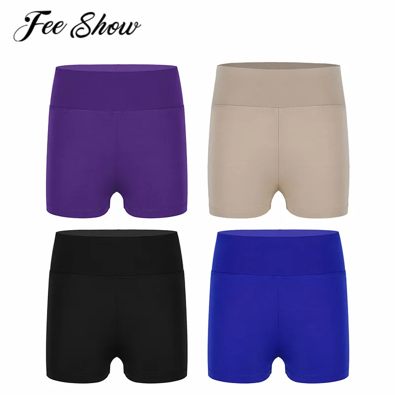 

FEESHOW Girls Boy-cut High Waist Activewear Girl Dance Bottoms Sports Gym Workout Shorts Kids Fitness Gymnastics Yoga Shorts