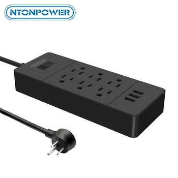 

NTONPOWER Smart Power Strip Wall Mounted 6 AC 4 USB Charger Station Surge Protector US Plug with 1.5M Power Cord for Office