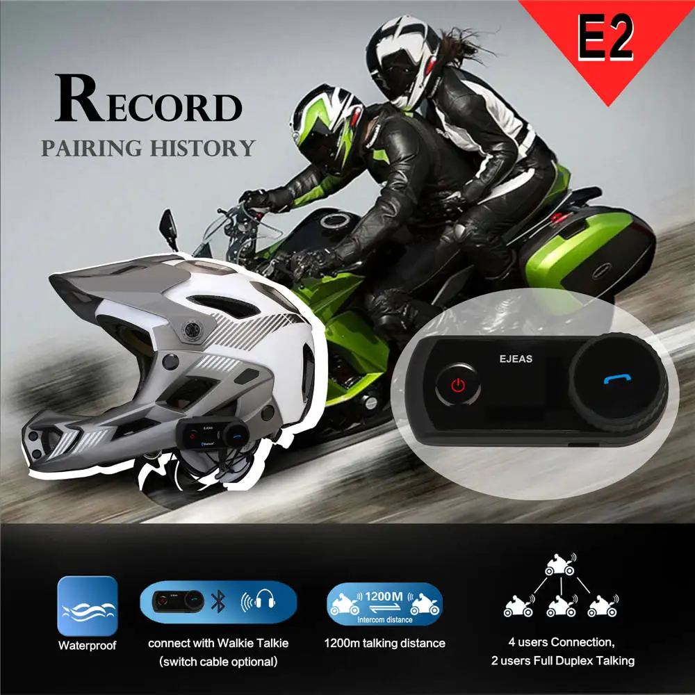

EJEAS E2 Original VOX Motorcycle Helmet Intercom Bluetooth Moto Interphone Headset+Soft Microphone Wireless Headset BT Interfone