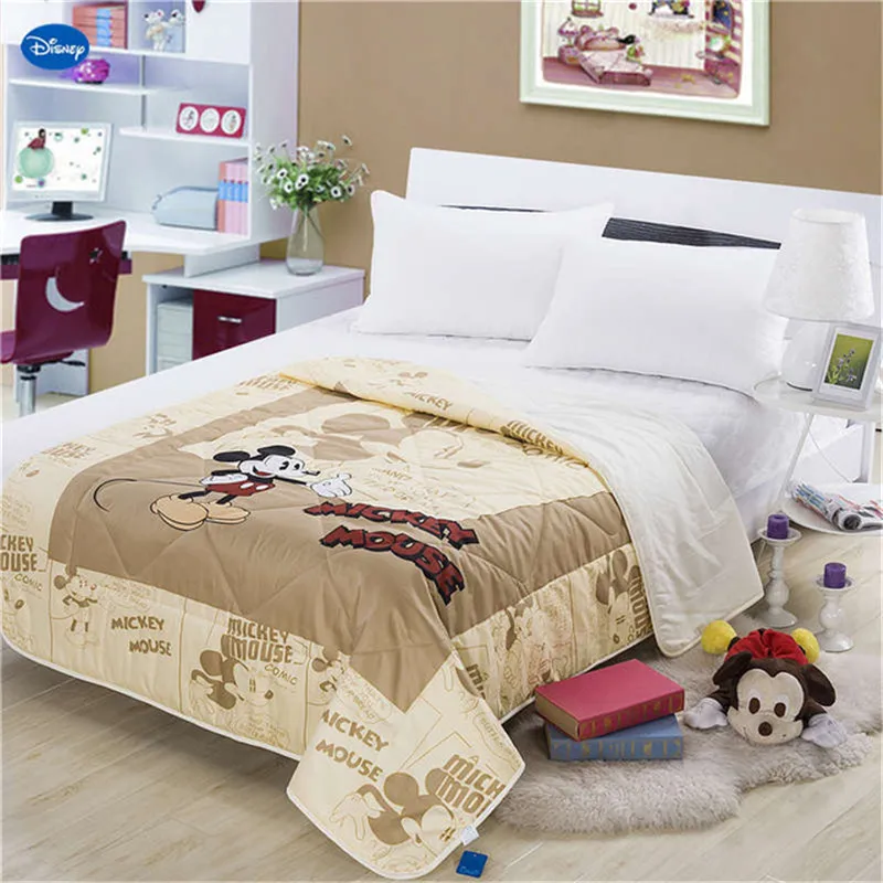 

Disney Mickey Mouse Blanket Quilt Summer Comforter Bedding Cotton Fabric Babies Boys Kid Bed Cover Coverlet Cartoon Bedroom Dec