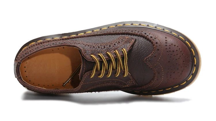 Новинка; обувь из натуральной кожи bullock в римском стиле; винтажные мужские туфли с низким верхом и перфорацией; кожаные туфли унисекс на шнуровке
