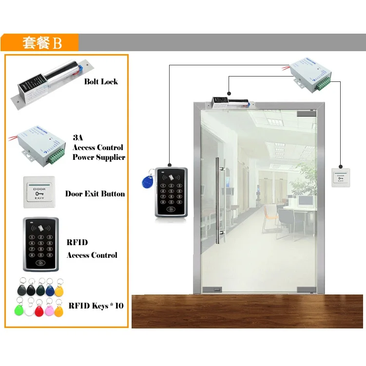 RFID система контроля доступа комплект деревянные очки дверной комплект+ Электрический магнитный замок+ ID карты Keytab+ источник питания+ кнопка выхода