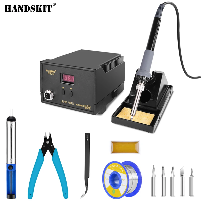 

Handskit Rework Station 220V 65W Soldering Station With Soldering Iron Soldering Stand 5 Soldering Tips Tweezers Pliers Tools