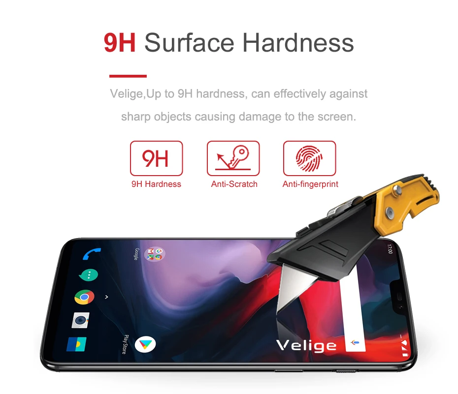 Velige полное покрытие закаленное стекло для OnePlus 6 One Plus OnePlus6 1 + защита экрана 9H