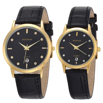 

Top Brand Luxury Couple Watches For Lovers Pair Men and Women Leather Strap Quartz-watch Woman's Man's Ultra thin Watch